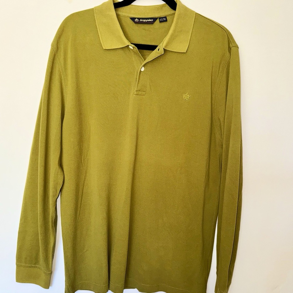 Scappino Men's XL Long Sleeve Polo Shirt Olive Green 100% Cotton Mexico